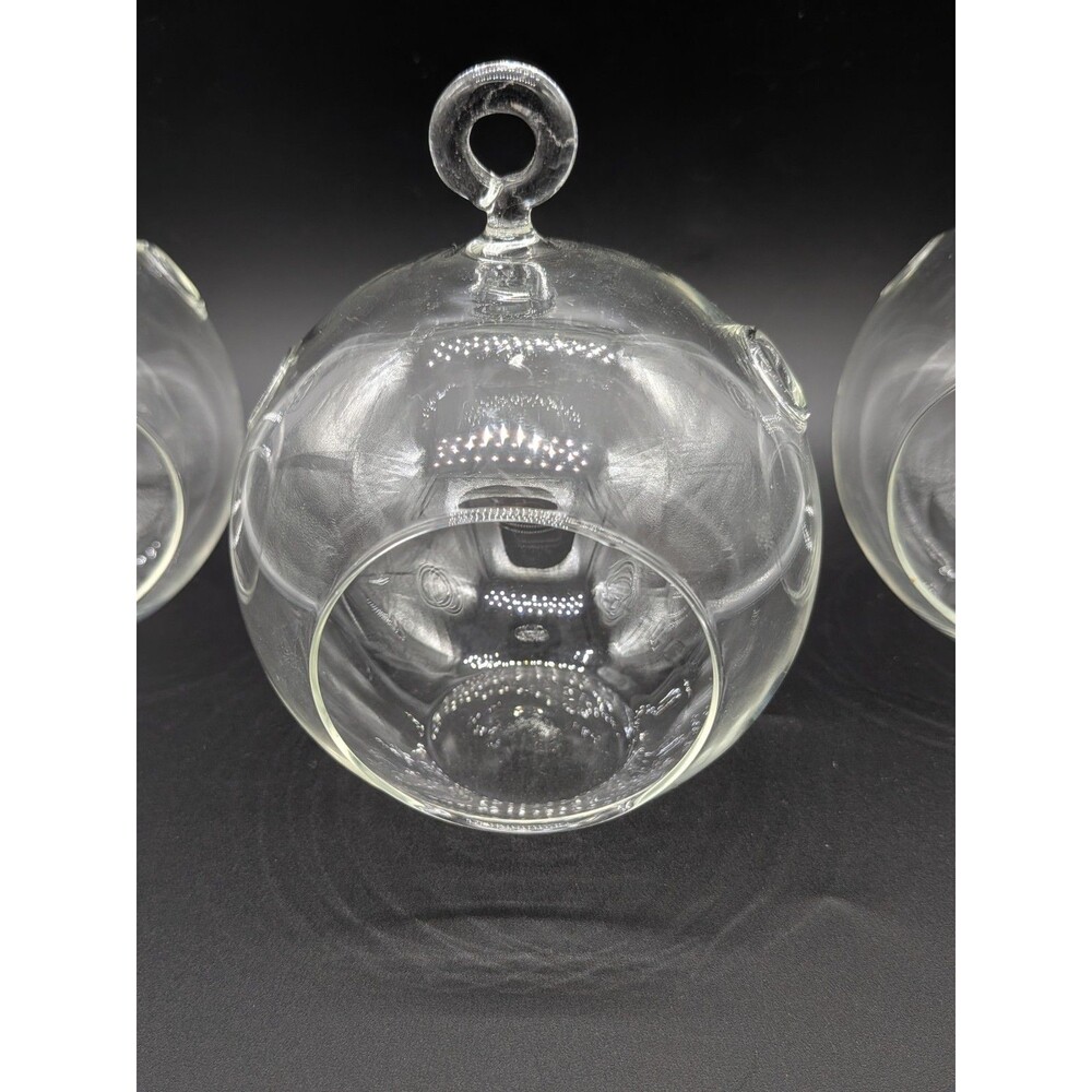 Lot of 3 Hanging Clear Glass Globe Terrarium Tealight Candle Holder Air Plant 4" - Picture 3 of 5